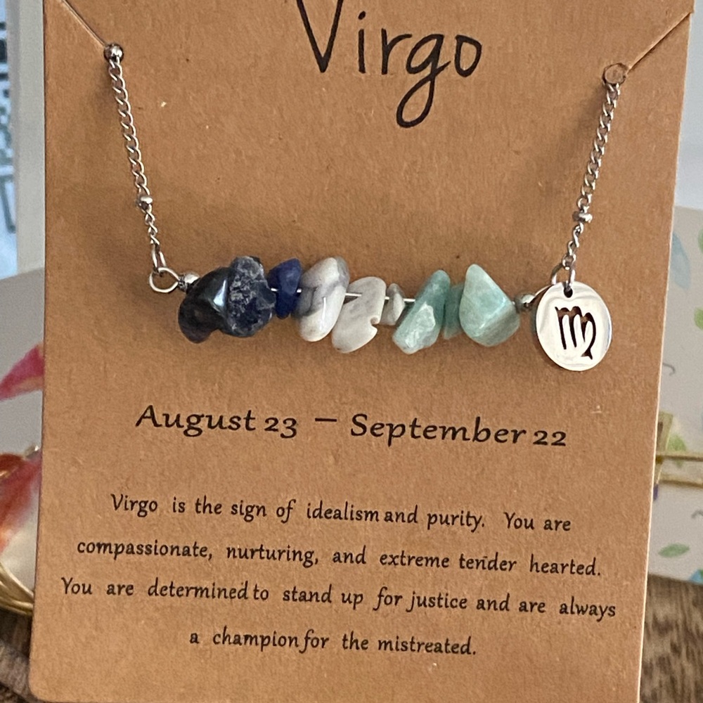 Virgo Zodiac Stone Necklace - Silver and Multicolor